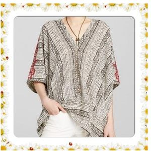 FREE PEOPLE Ivory Combo Tribal Beat poncho size M